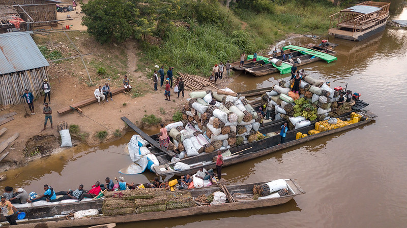 Boats ready to start their voyage laden with charcoal