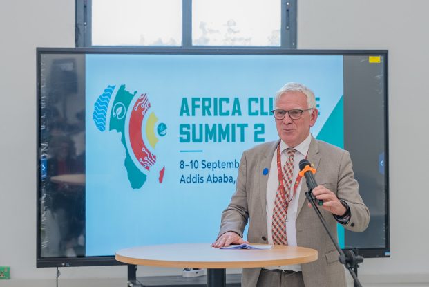 Jochen Flasbarth speaks at the “Rooted in Resilience” side event during the Africa Climate Summit 2 in September 2025 in Addis Ababa, Ethiopia.