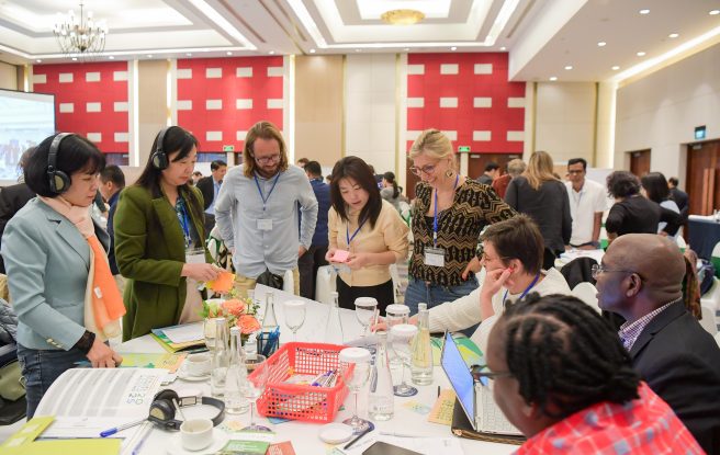 Participants engage in a collaborative workshop during the AE-TPP Annual Members’ Forum Meeting 2025 in Hanoi to discuss co-creation in agroecological transitions.