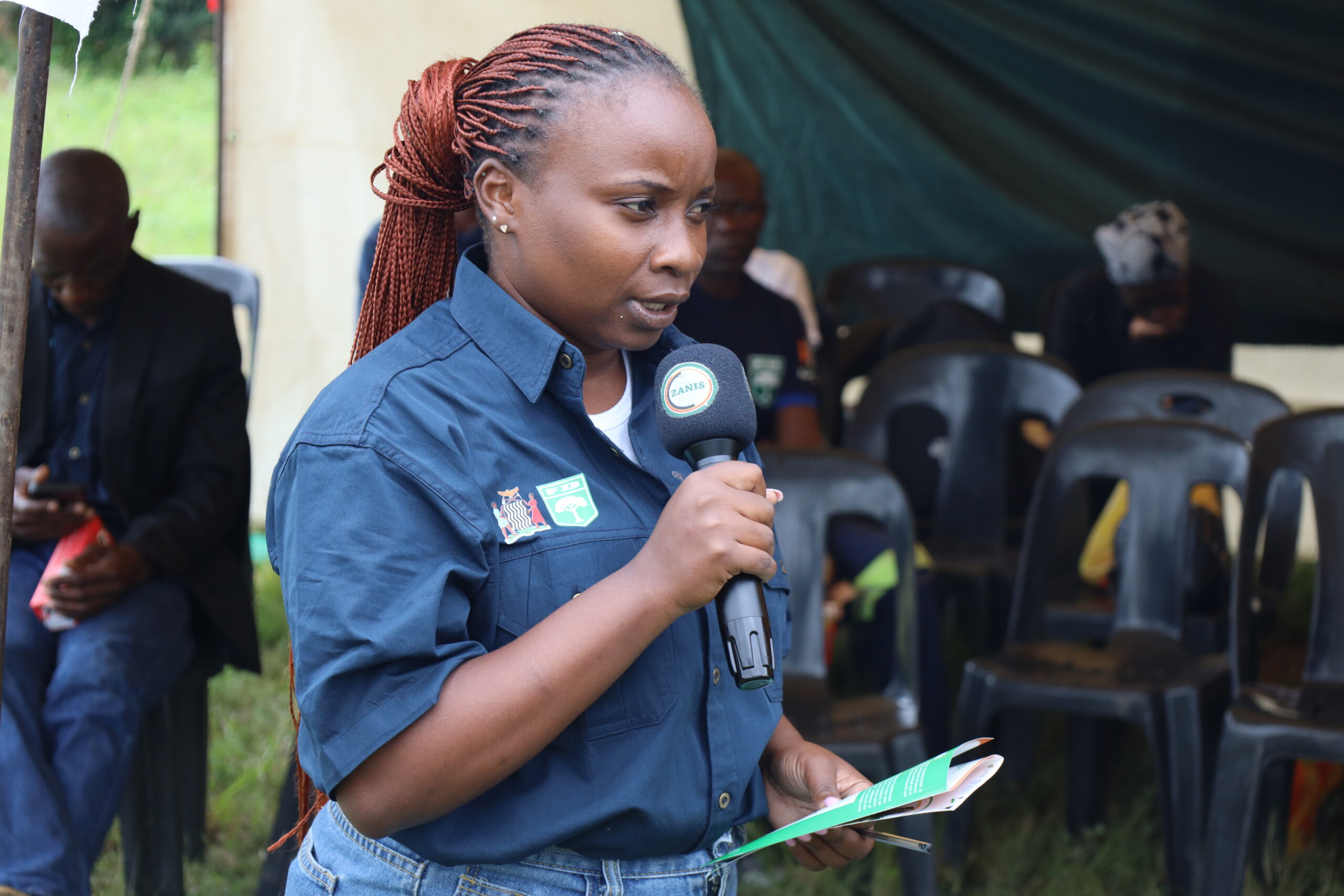 Lydia Amanzi speaks during the International Day of Forests exhibition in Choma.