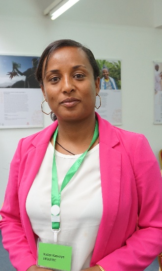 Kidist Kassaye, an associate researcher at Ethiopian Forestry Development, poses for a portrait during the training workshop.