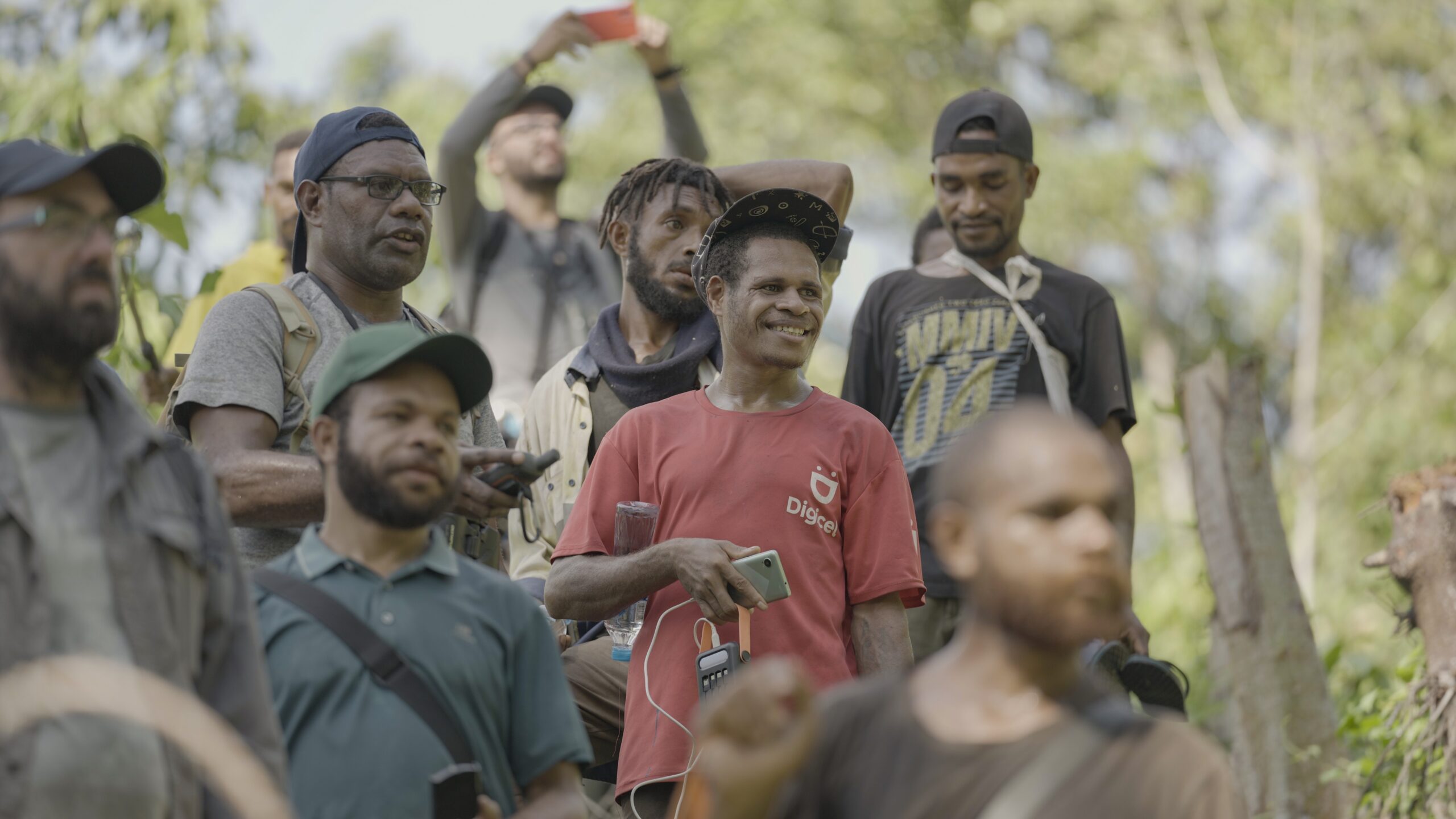 Members of the biodiversity monitoring team prepare for a field expedition in Papua New Guineaโs Managalas Conservation Area.