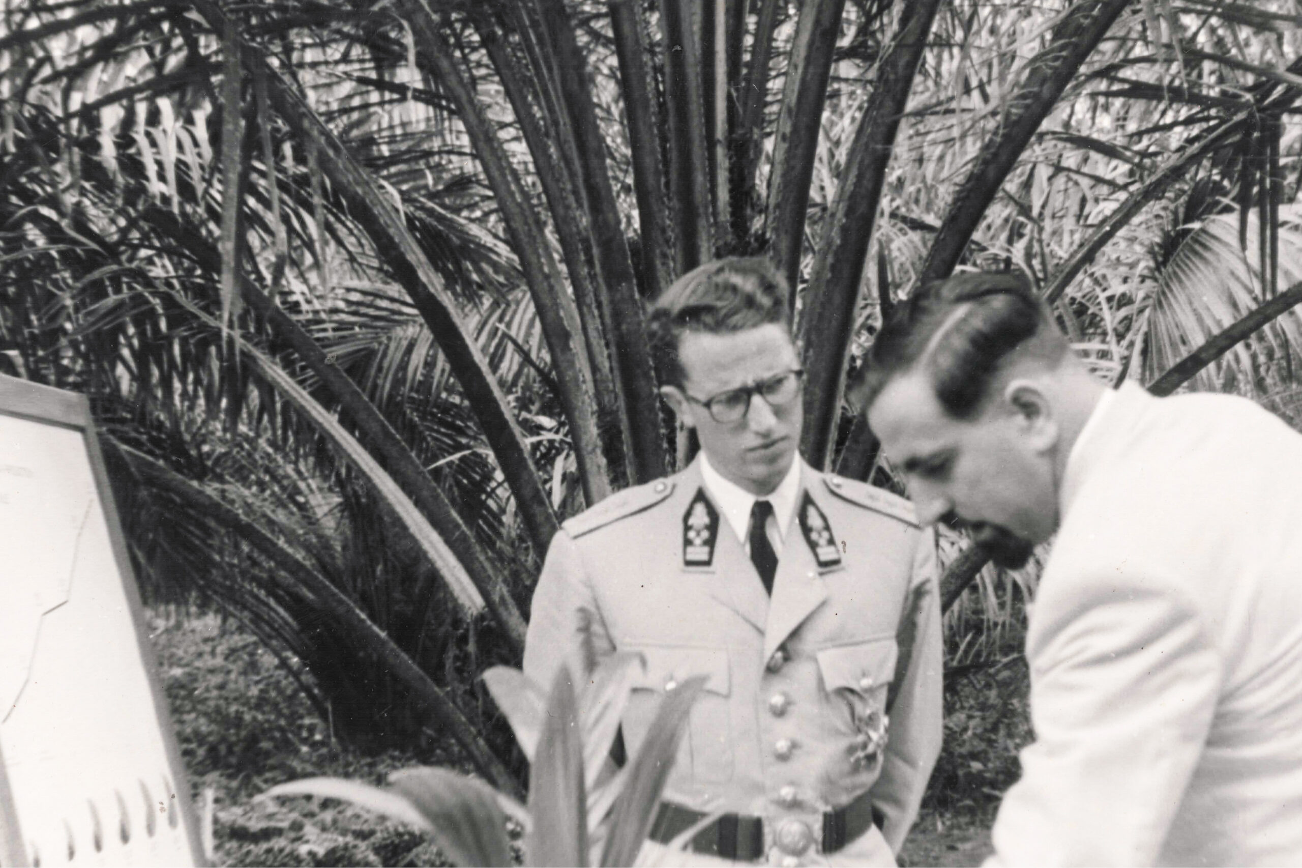 King Baudouin of Belgium visiting an oil palm research programme at Yangambi in 1955.